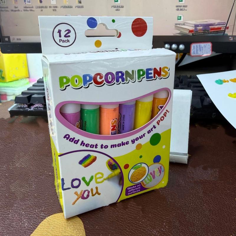 1/6/12 Stück DIY Popcorn-Zeichenstifte Magischer Popcorn-Stift 3D Aufgeblähte Verzierungs-Dekor Graffiti Schreibwaren Für Kinder Weihnachten