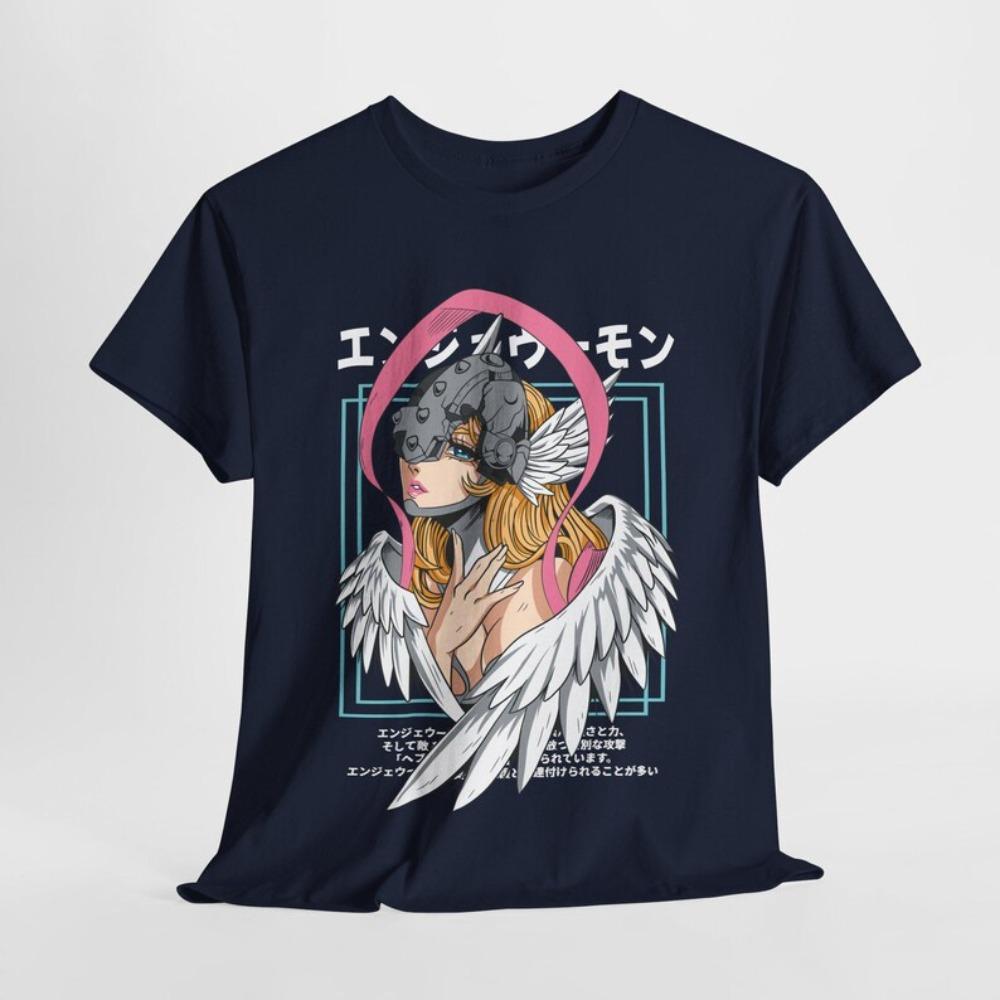 Digimon Adventure Angewomon T-Shirt, Unisex Anime Fan Streetwear Tee, 100% Cotton Casual Short Sleeve Top