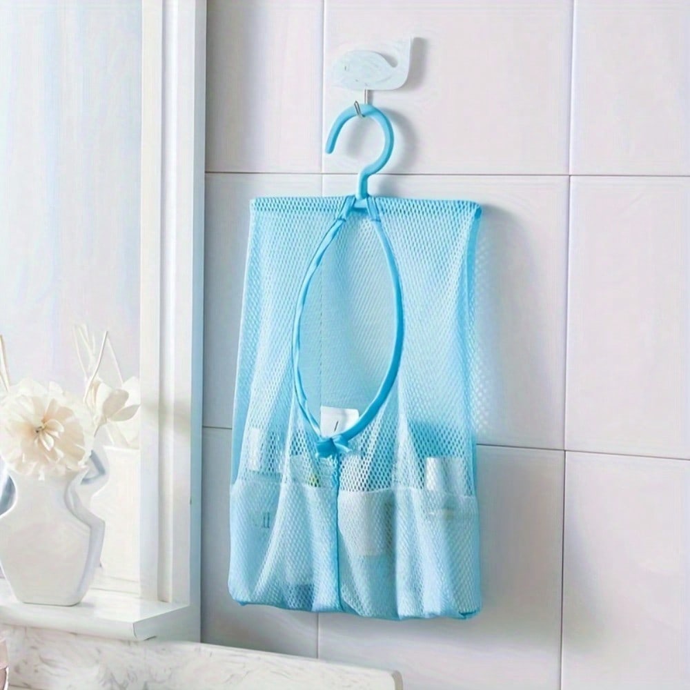 1pc Hangable Storage Mesh Bag | Multi-Purpose Clothespins Organizer, Polyester, Suitable For Kitchen And Bathroom, Drying And Storage Supplies