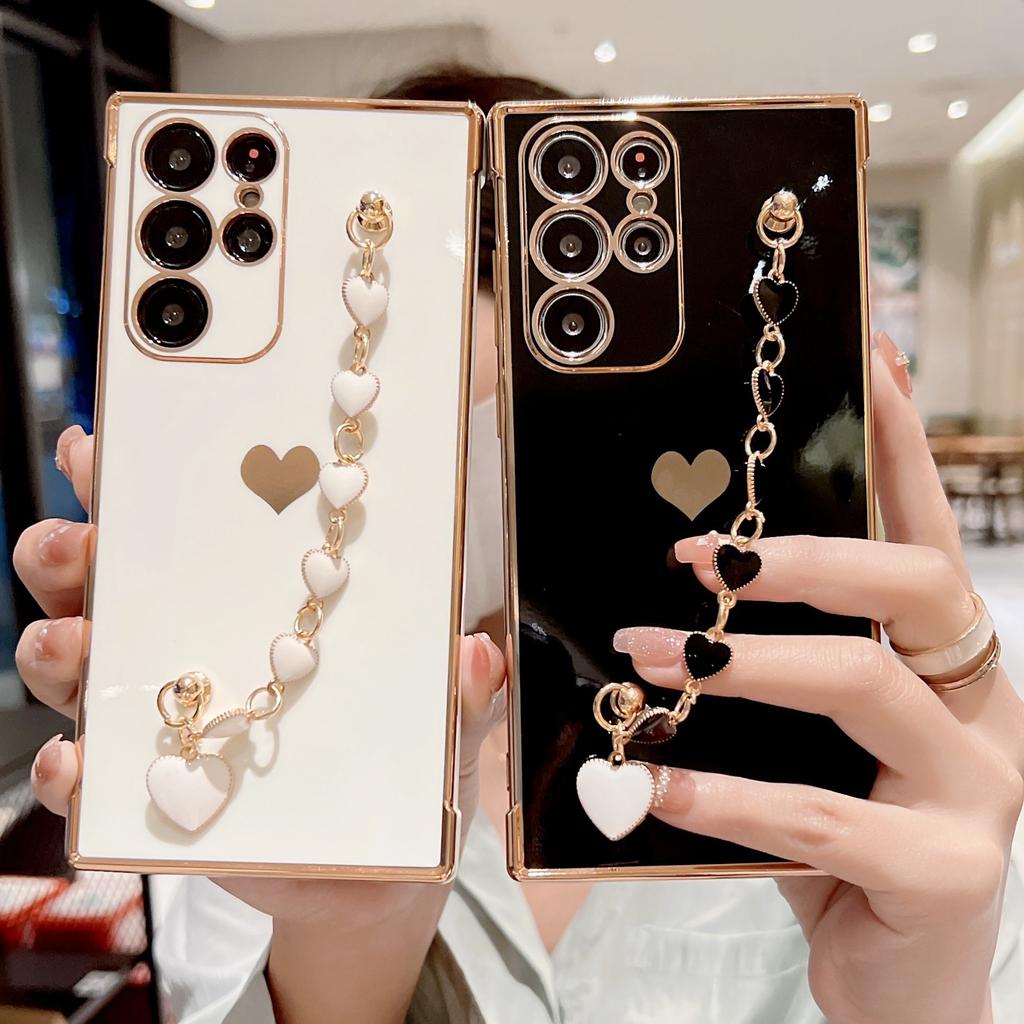 Applicable To Samsung S22ultra Mobile Phone Case S21plus Electroplated Side Love Bracelet A53/S20FE Protective Case