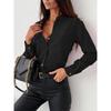 Herfst Eenvoudige Effen Kleur V-hals Dames Shirt Blouse Dameskleding