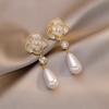 Baroque Natural Pearl Earrings Women's French Retro Temperament Stud Earrings Niche High-end Light Luxury Handmade Ear Jewelry
