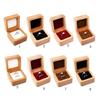 Natural Wooden Flip Ring Box Walnut Small Jewelry Display Box Engagement Wedding Jewelry Gift Box Easy To Carry