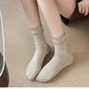 1 Pair Solid Color Ruffle Socks Vertical Stripes Korean Style Socks Comfy Frilly Socks  Daily Wear