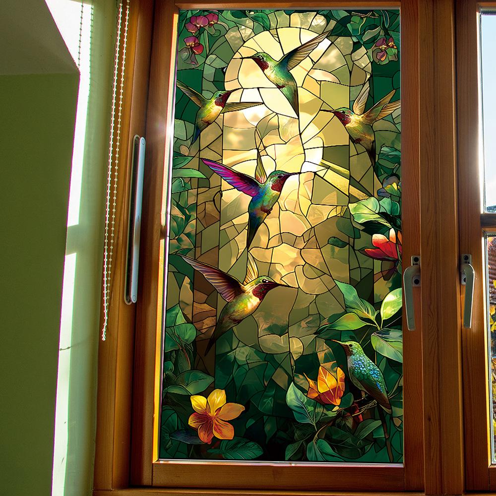 Novel and colorful Retro Frosted Color Electrostatic glass Stickers Anti-peep Sunscreen glass Stickers Window grille Decoration