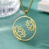 Dawapara Fiore di Loto Yoga Collana da Donna Mandala Buddista Minimalismo Ciondolo Acciaio Inossidabile Gioielli Curativi