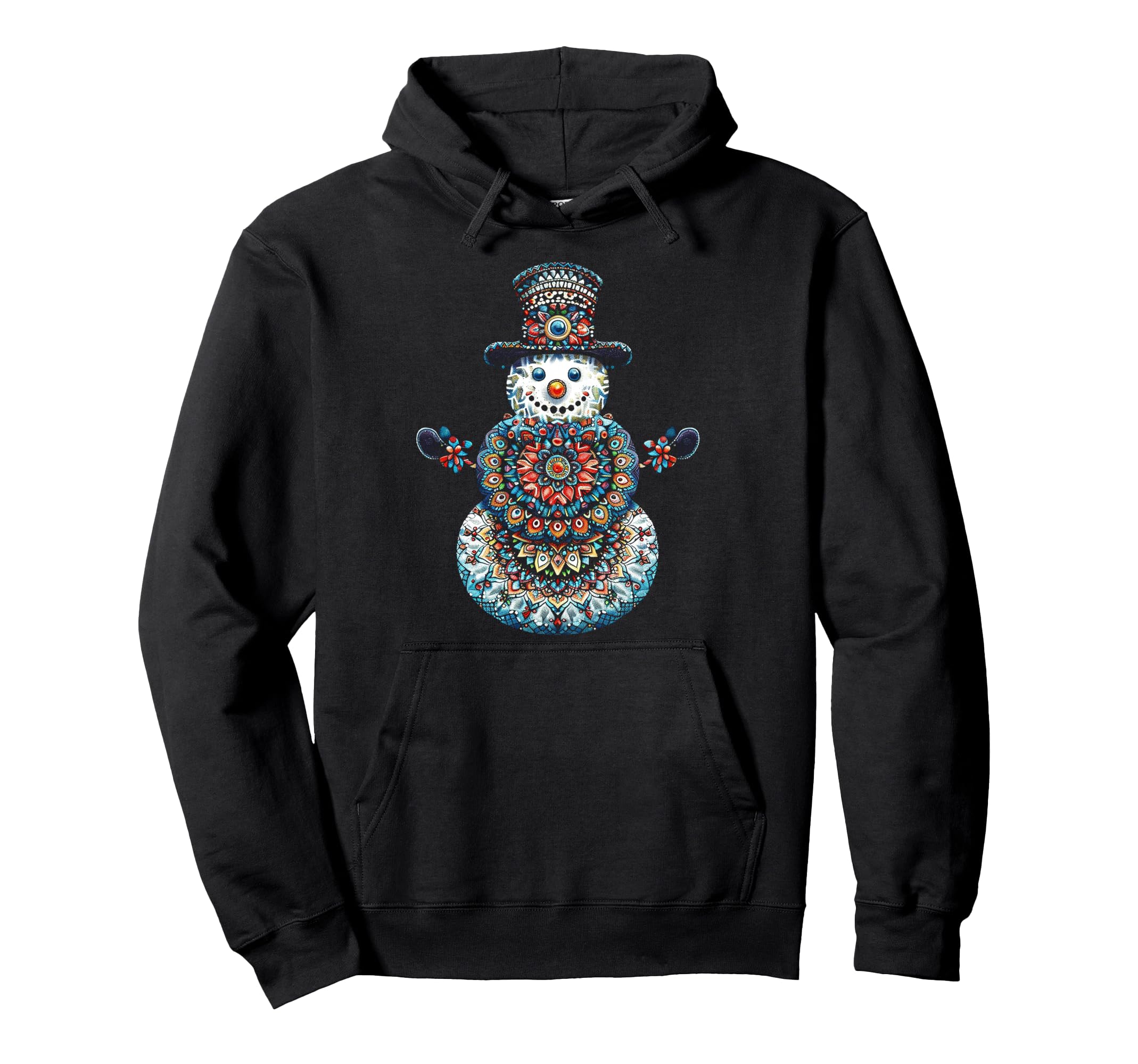 

Snowman Christmas motif art mandala snowman hoodie X-mas чорний