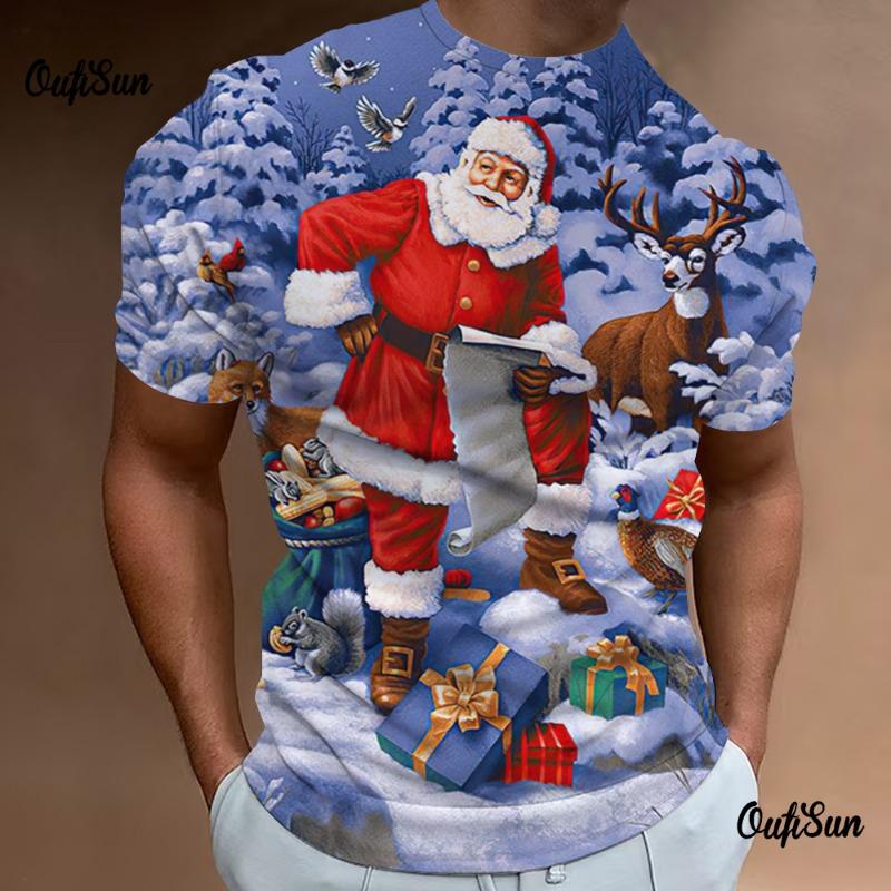 Maglietta da Uomo di Natale Stampa 3d Magliette Estive da Uomo Maniche Corte Top Magliette Abbigliamento Sportivo Casual Quotidiano Street Designer