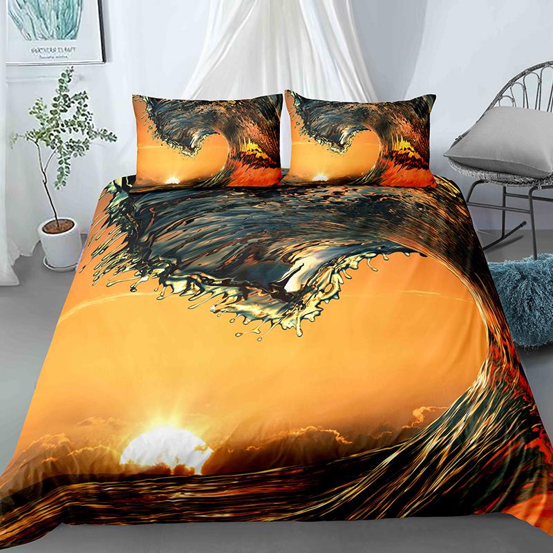 Ocean Wave Duvet Cover Set Beach With Foamy Waves Twin Bedding Set Sea Shore Holiday Theme Queen King Size Quilt Cover