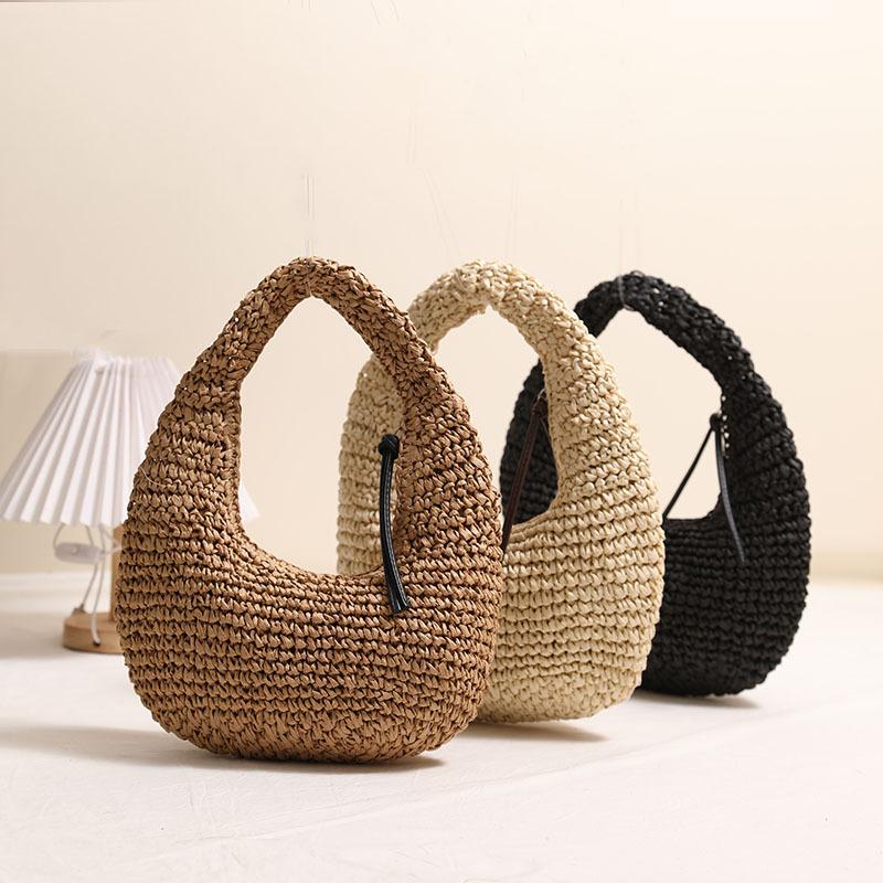 Fashion Solid Color Straw Handbag New Unique Tassel Woven Bag Women Summer Beach Bag for Seaside Vacation Holiday Travel