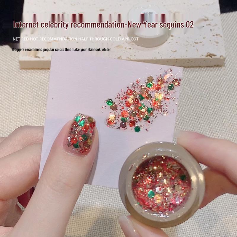 

Ennisi 2025 New Year Super Glitter Sequin Nail Polish Gel - Champagne Dazzling Stars