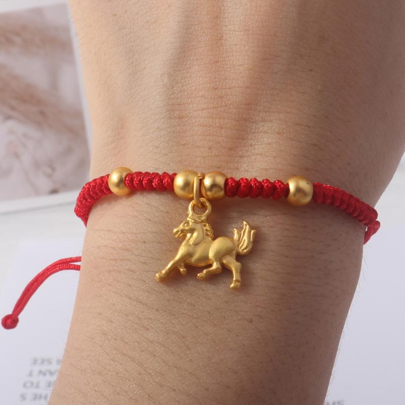 2026 Horse Year Lucky Red Rope Bracelet Chinese Style Zodiac Horse Braided Bracelet Women Fashion Jewelry
