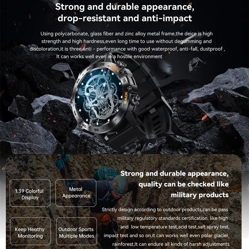 Smartwatch K52 Bluetooth-Anruf 1,39 Zoll IPS Großer Bildschirm 400mAh Lange Standby-Zeit Gesundheitsüberwachung Outdoor-Sport Männer Frauen Smartwatch