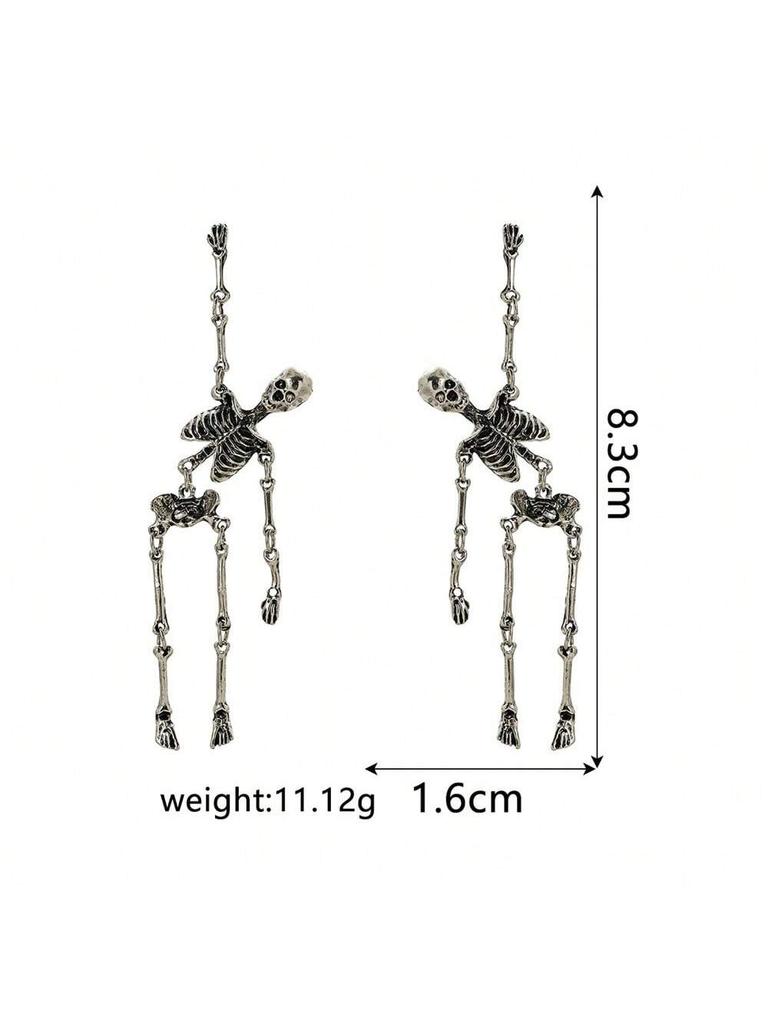 1 Pair Of Vintage Exaggerated Halloween Skull Earrings For Women,  Gothic Punk Halloween Party Ear Jewelry