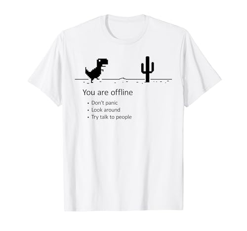 

You are offline - Low Resolution Pixel Dinosaur Screen T-shirt