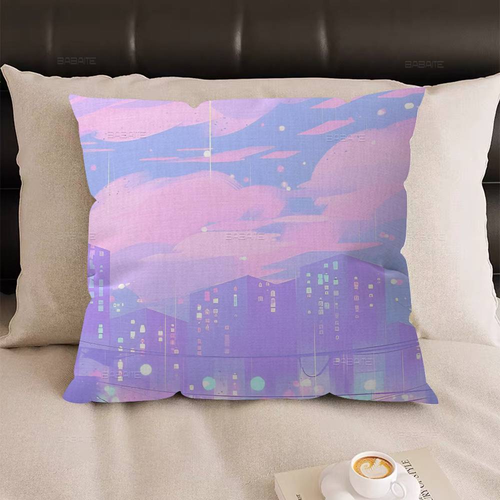 Pink Pastel Anime Moon Office Cushion Pillowcase Car Cushion Cover45X45CM Lumbar Pillowcase Sofa Pillowcover