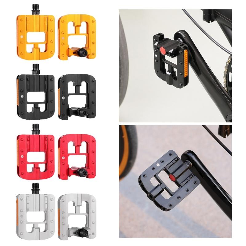 Folding Bike Pedals with Reflective Strips Wide Flat Cycling Foldable Pedals NonSlip Cycling Pedals for Folding Bike