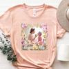 Maglietta con Foto Personalizzata con Cornice Floreale, Maglietta Personalizzata con Foto, T-shirt Fotografica per Compleanno, Magliette Personalizzate con Foto di Fiori Selvatici, Maglietta Familiare Personalizzata con Foto e Testo