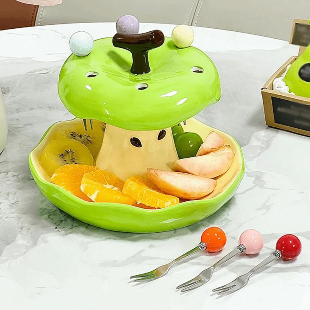 Creative Colorful Fruit Fork Plate Set Fruit Fork with Fruit Plate Set Party Supply