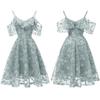 Bright Deer Women Cold Shoulder Bridesmaid Dress Floral Crochet Lace Ruffle Cami Strap Midi Dress for Wedding Evening Formal Party Cocktail Occasions