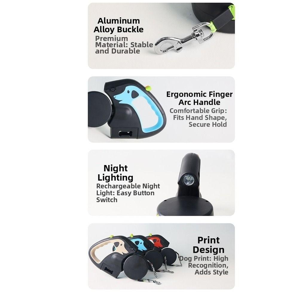 Reflective Dual Pet Leash No Mesyy Automatic Dog Walkies Lead  For Outdoor Walking