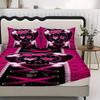 1pc Fitted Sheet Pink Purple Skull Heart 3D Print 100% Polyester Cover Breathable Bedding Set Home Decor without Pillowcases
