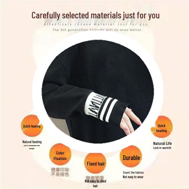 Women's Double-Sided Velvet Long-Sleeve T-Shirt, Autumn/Winter, Korean Style, Plus Size, Mid-Length, Loose Fit, Base Layer.