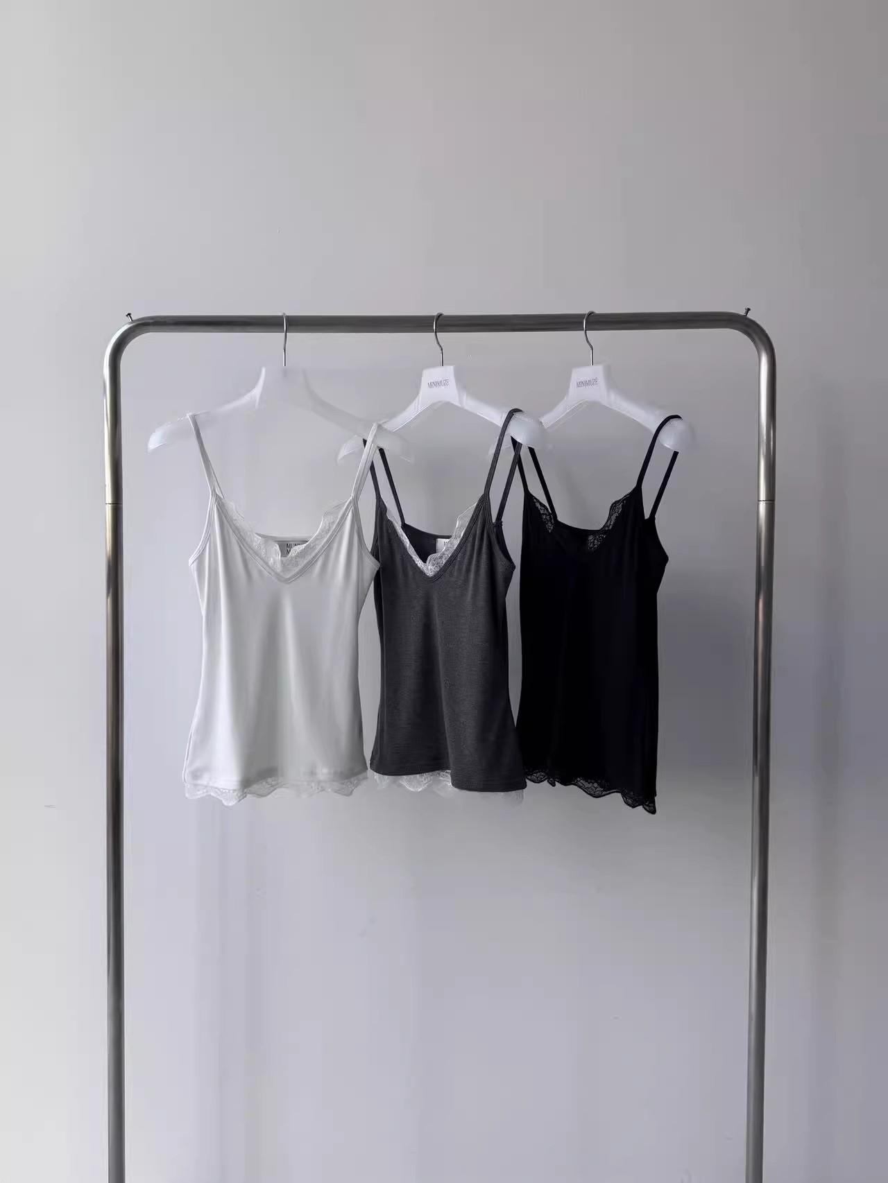 Korean Style Lace Patchwork Camisole Vest - Spring 2026 Women s Top One Size белый