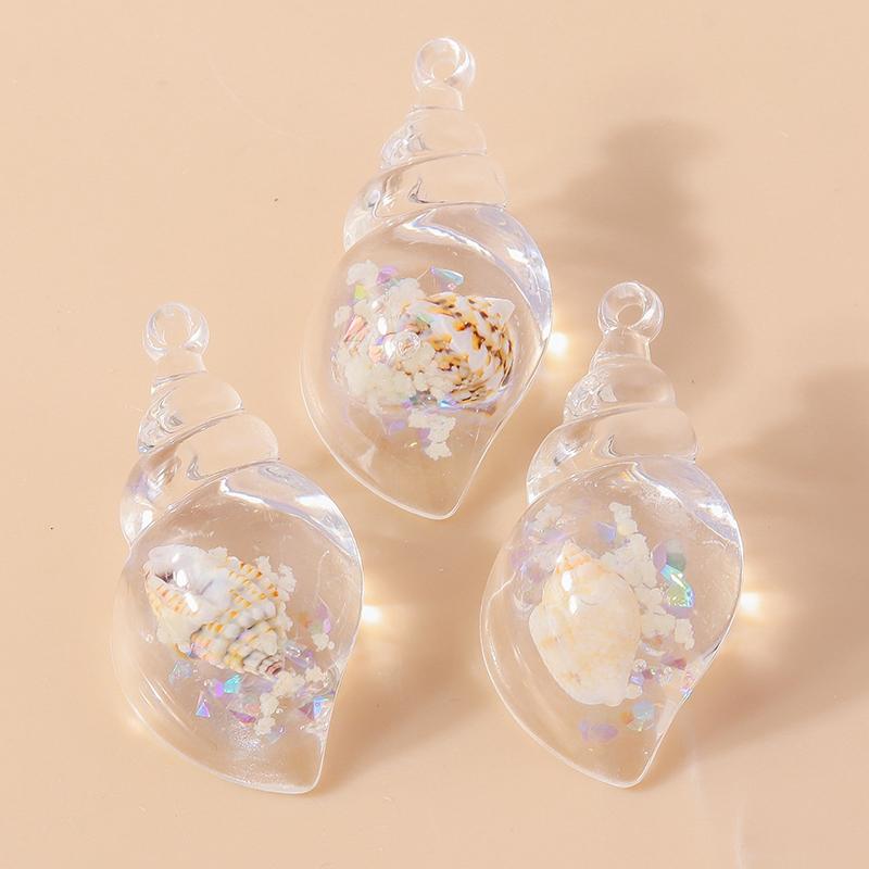 Leslie 10pcs Colorful Resin Summer Beach Shell Conch Charm for Handmade Earring Necklace Pendant Jewelry Making Accessories