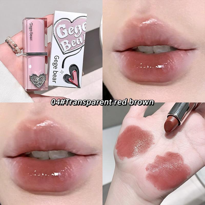 

Gege Bear Crystal Увлажняющая сэндвич-помада Увлажняющее зеркало Осенний и зимний уход за губами Блеск для губ