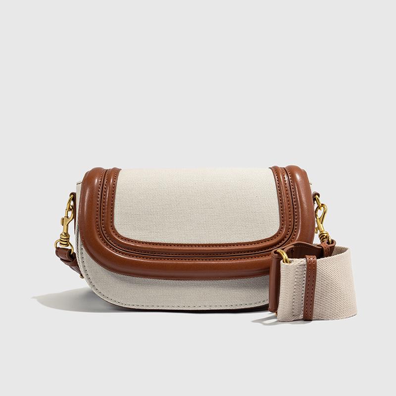 2026 New Style Spanish Women's Saddle Bag: Magnetic Flap, Stitch Detail, Versatile Single Shoulder or Crossbody