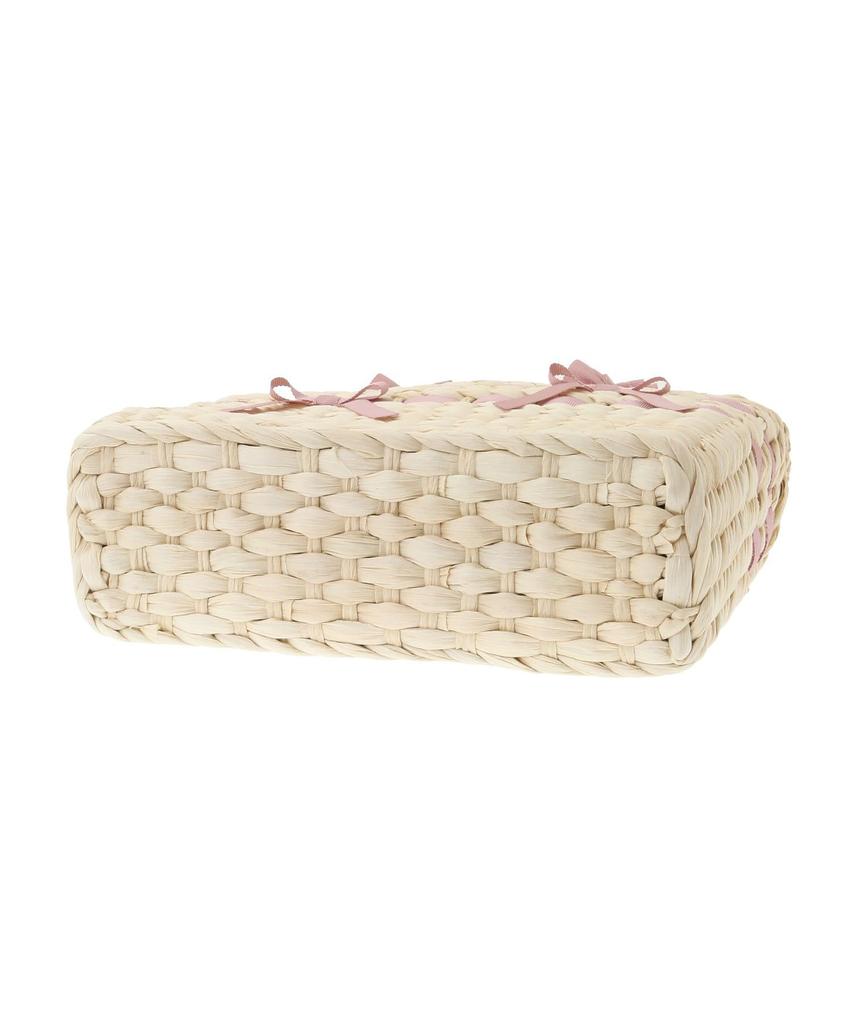 Maison de FLEUR Frill Handle Maize Ribbon Basket Bag In Pink Beige Women's