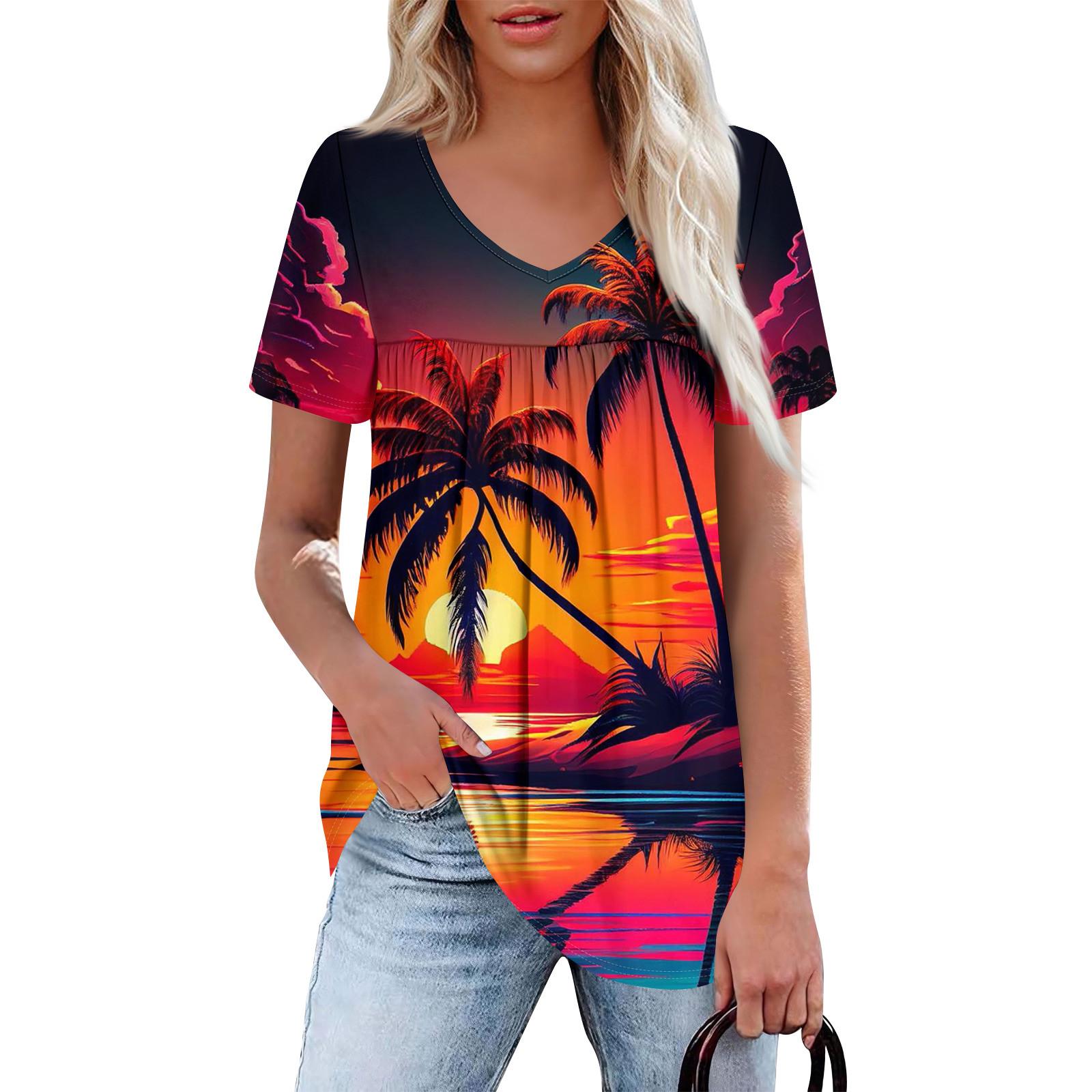 

Женский повседневный топ с V-образным вырезом, коротким рукавом, оборкой на груди и принтом XL киноварь