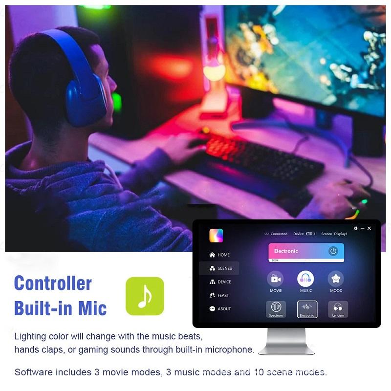 RGBIC LED Light Strip Camera TV Screen Synchronization APP Music Synchronization Game Bedroom TV Background Ambient Light