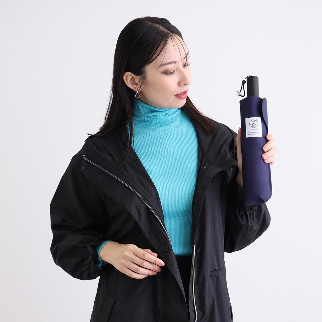 Urawaza Umbrella That Folds In 3 Automatic Solid UV Wide 60cm Navy Blue [WEB EXCLUSIVE] (Urawaza) Seconds, Open/Close, Large, Men's, Shape-Retaining,