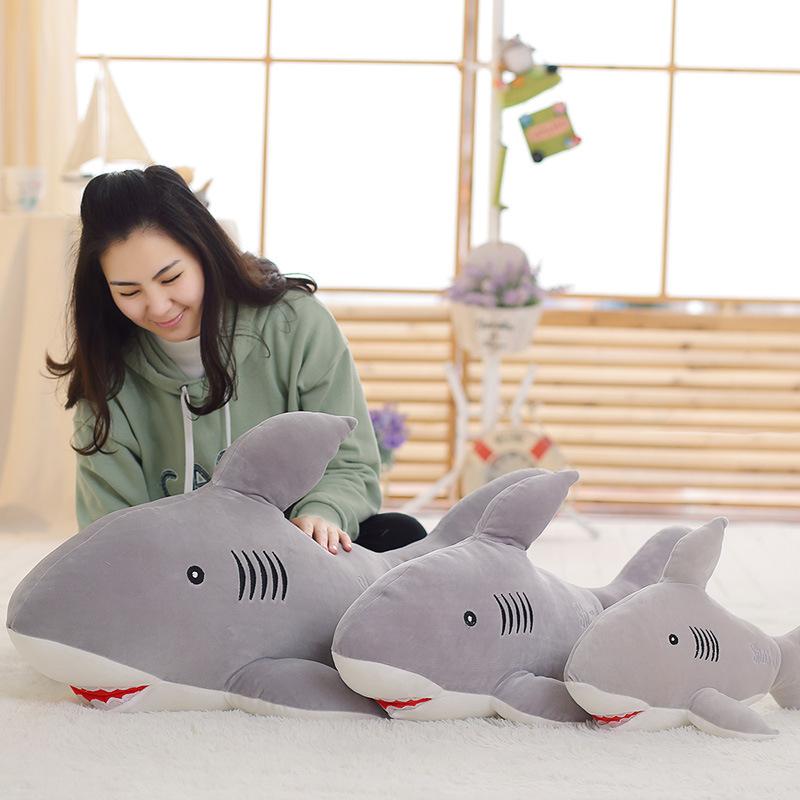 Plush Toy Shark Doll White Shark Rag Doll Long Dolphin Throw Pillow Creative Girl Birthday Gift Children'S Doll
