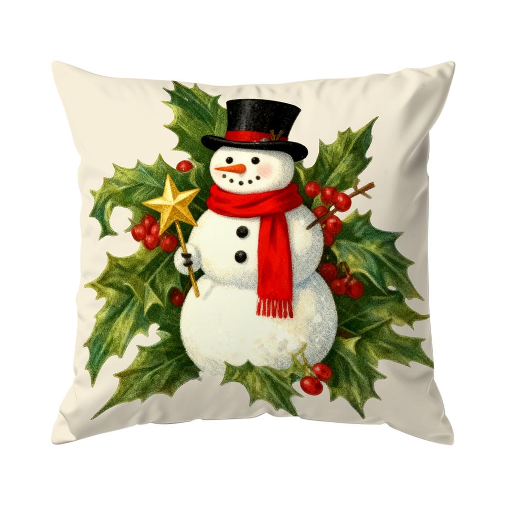 Retro Christmas Theme Pillowcase Printed Polyester 40/45/50Cm Throw Pillowcover Decorative Sofa Cushion Pillowslip Home Decor