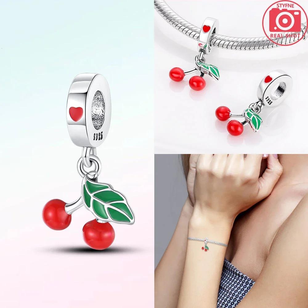 Exquisite Original Copper Strawberry Cherry Apple Avocado Fruit Charms Bead Fit Diy Bracelet Birthday Jewelry Fine Gift