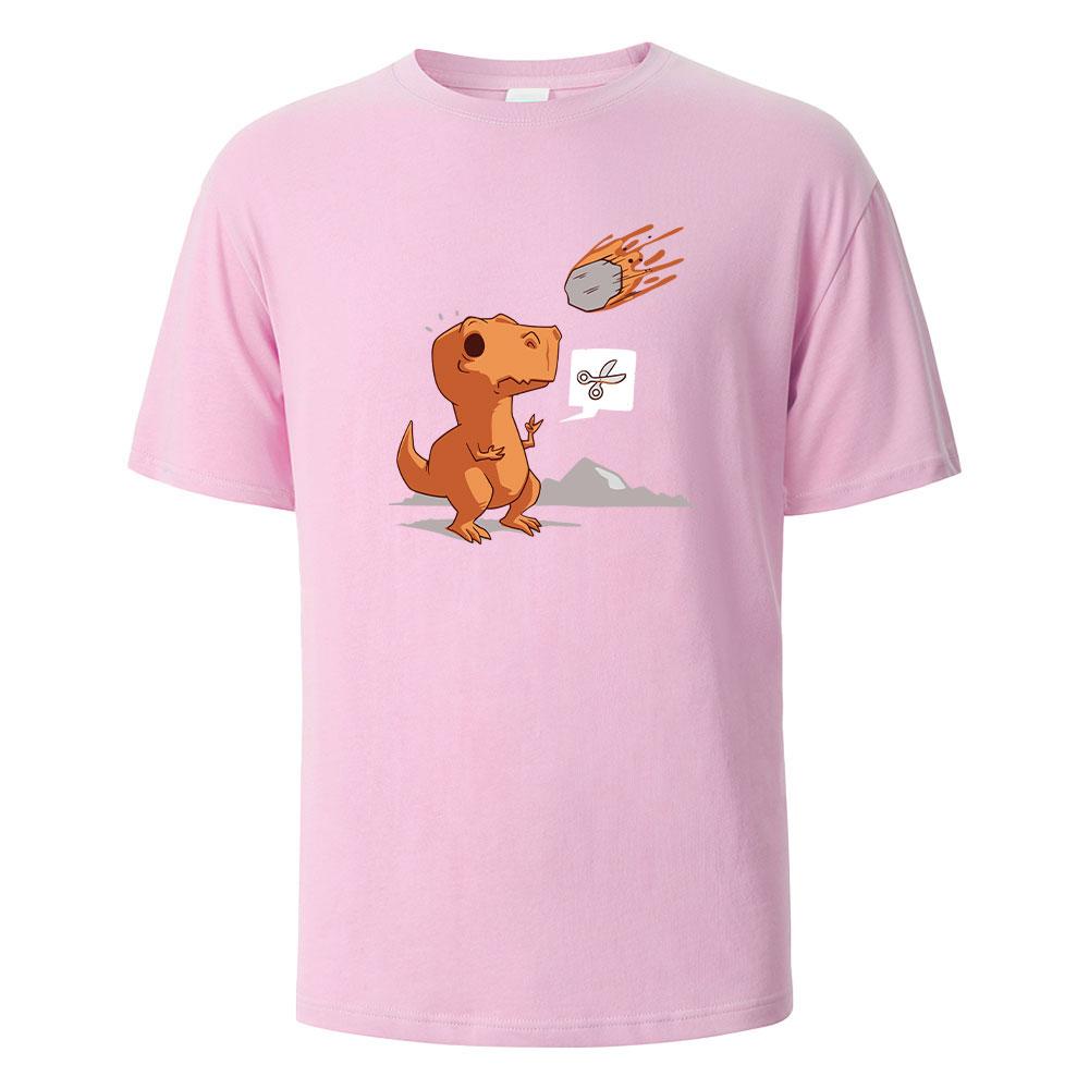 

Футболка в уличном стиле с принтом динозавра и метеорита, повседневная, с короткими рукавами, летние футболки для мужчин и женщин, 100% хлопок, с круглым вырезом, большого размера 4XL