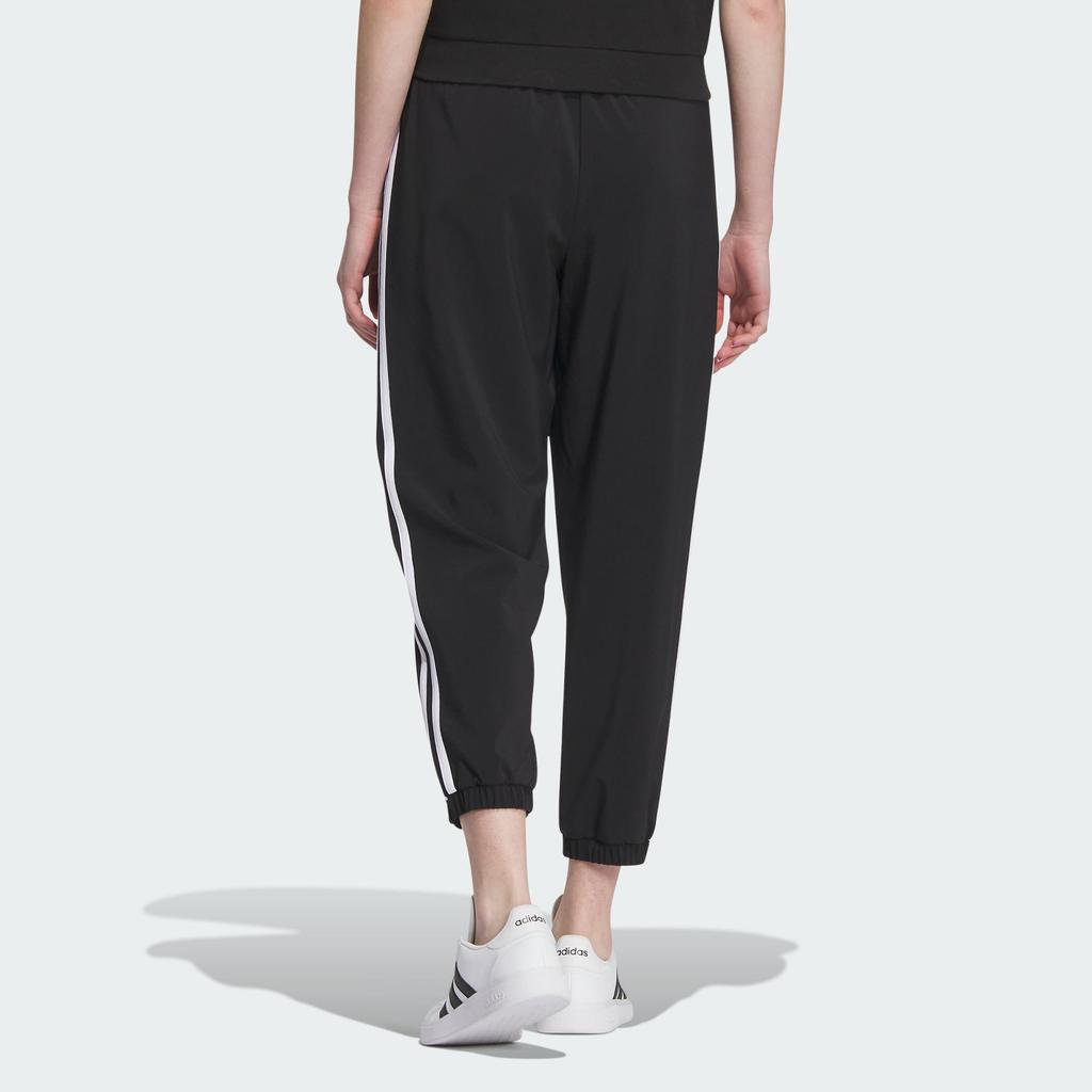 Adidas Neo Three-Stripe Color Block Drawstring Cropped Sports Pants Women Bottoms Black IK2428