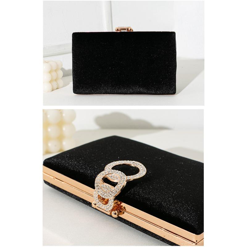 New Fashion Temperament Women's Dinner Bag High-end Velvet Clutch Bag Solid Color Chain Diamond Evening Bag