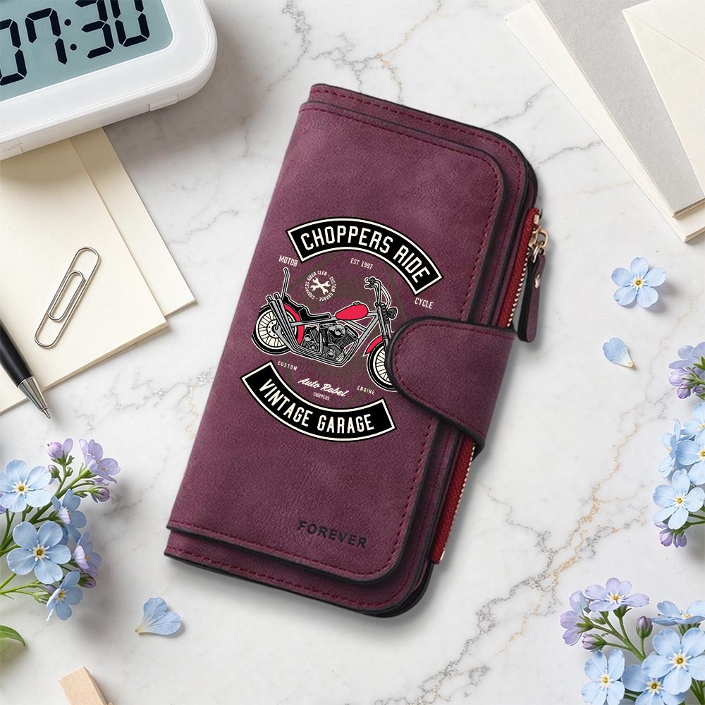 Retro Biker Pattern Long Wallet