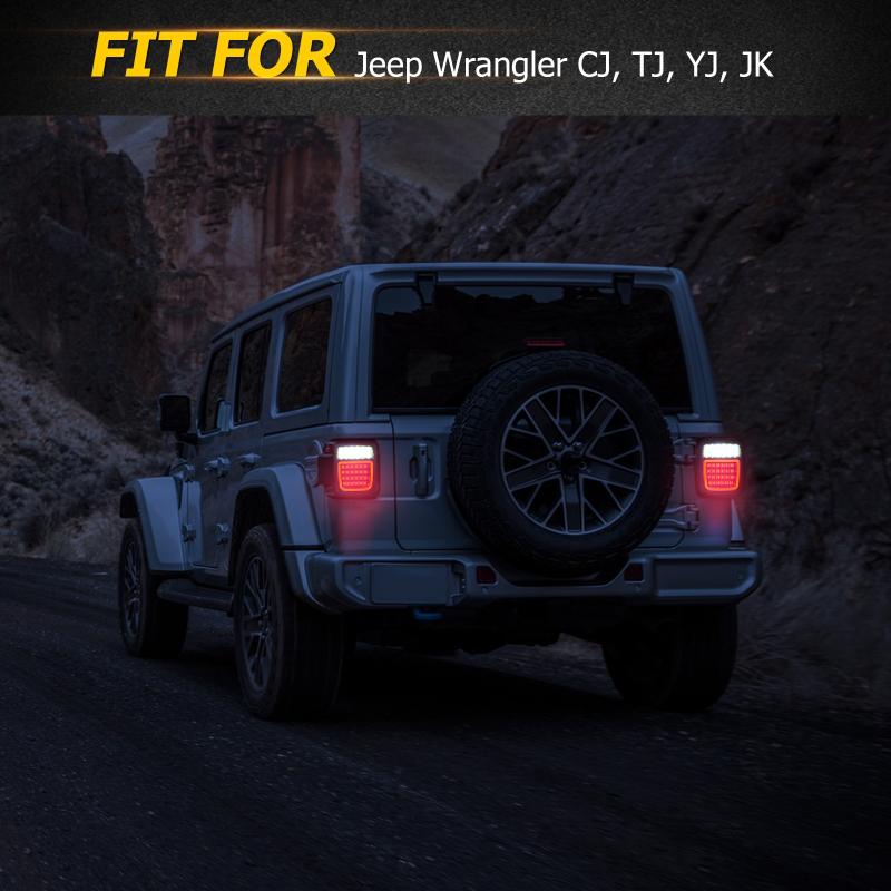 2pcs/set 83 LEDs Universal Tail Lights Brake Reverse Lights for Jeep Wrangler CJ TJ YJ JK