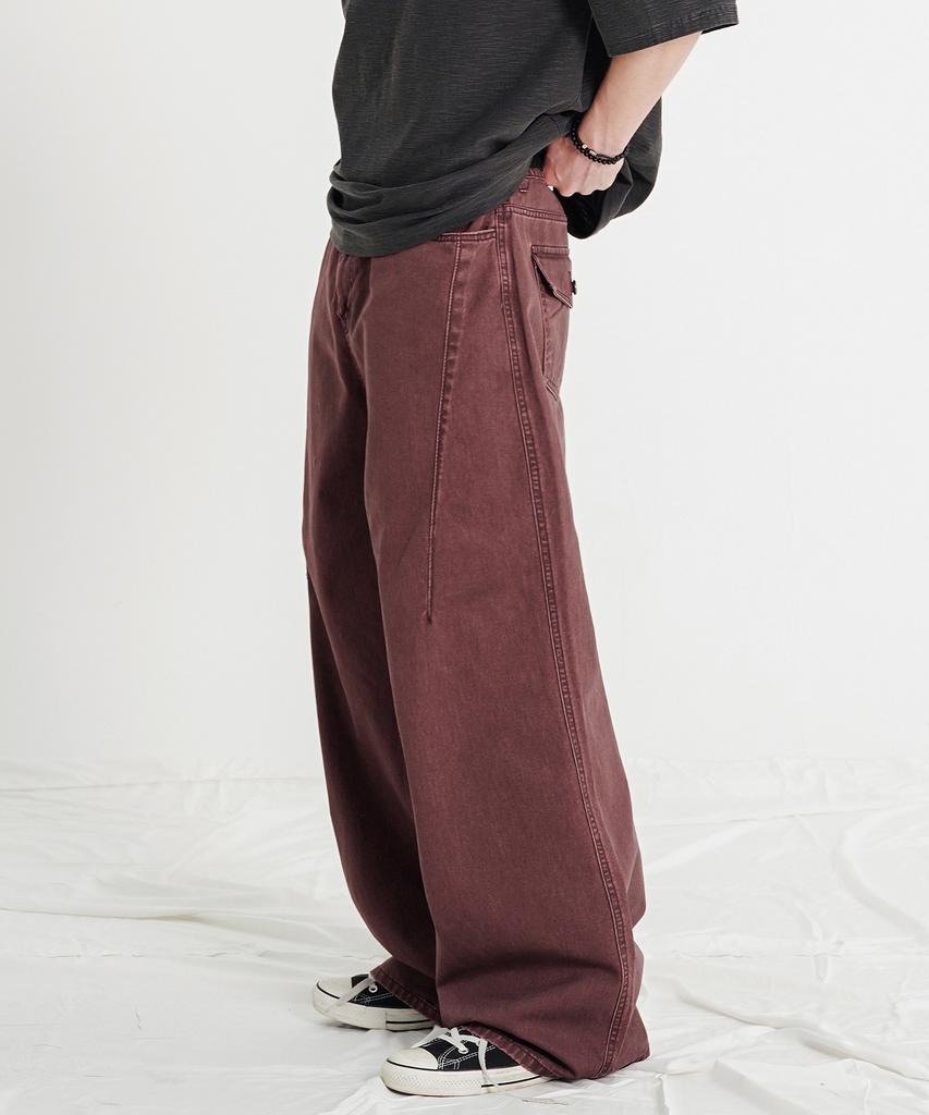 EZKATON Cos Washed Cotton Pants Burgundy Kmlp6881