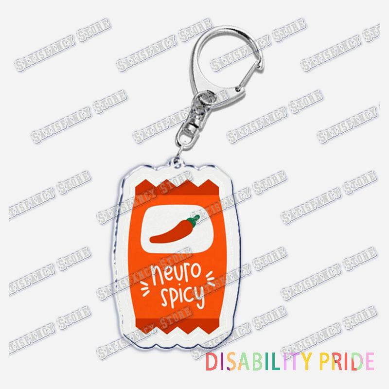 Disability Pride Key Chain Keychains Ring for Accessories Bag Pendant Keyring Jewelry Autism Festival Support