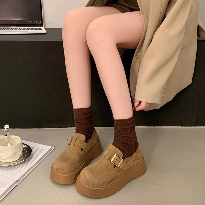 Thick-soled Shoes, Height-increasing Boken Shoes, New Women's Shoes, Casual and Versatile, One-step Loafer Single Shoes