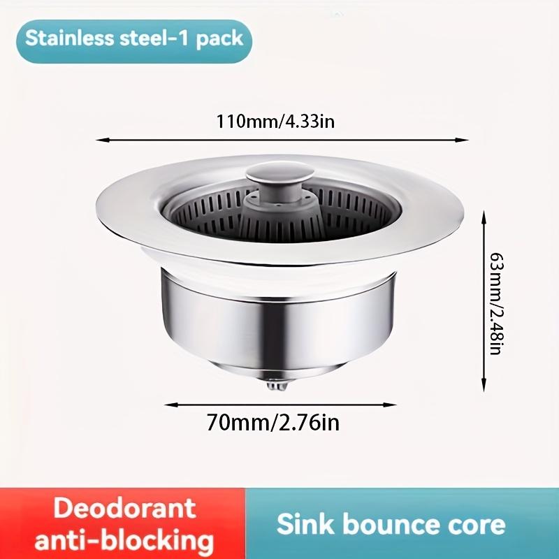 

1 шт. Кухонная мойка из нержавеющей стали с заглушкой для предотвращения протечек воды, мойка нажимного типа, донный клапан, аксессуары для сливной трубы против засоров и протечек 1pc