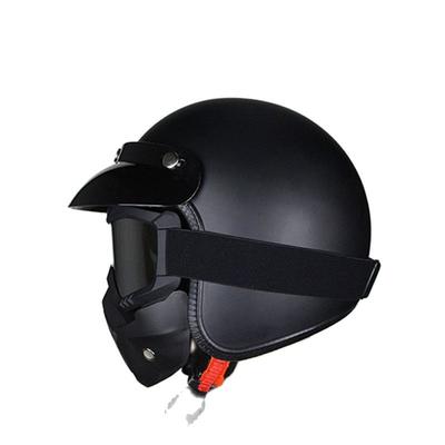 Motorcycle Vintage Half Face Helmet Retro German Chopper Cruiser Matte Black  Cascos Para  Dot Approvel