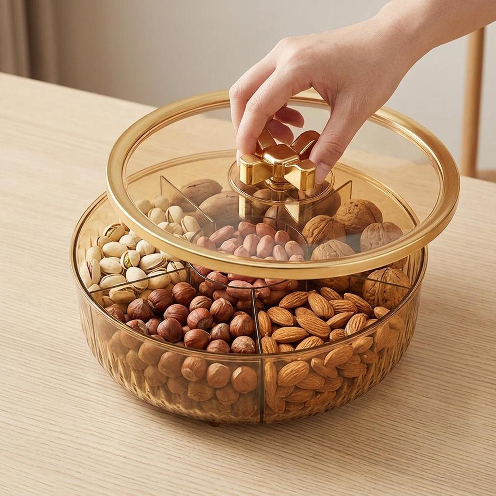 Divided Serving Tray Clear Reusable Dustproof Snacks Box Appetizer Platter Serving Dishes for Snack Cookies Fruits Nuts Kitchen