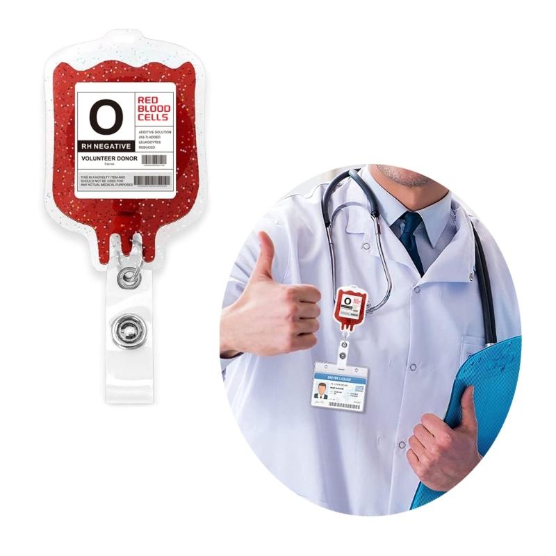 Stylish Blood Type Badge Holder Blood Type Badge Reel Acrylic Material Badge Holder Perfect for Healthcare Professionals